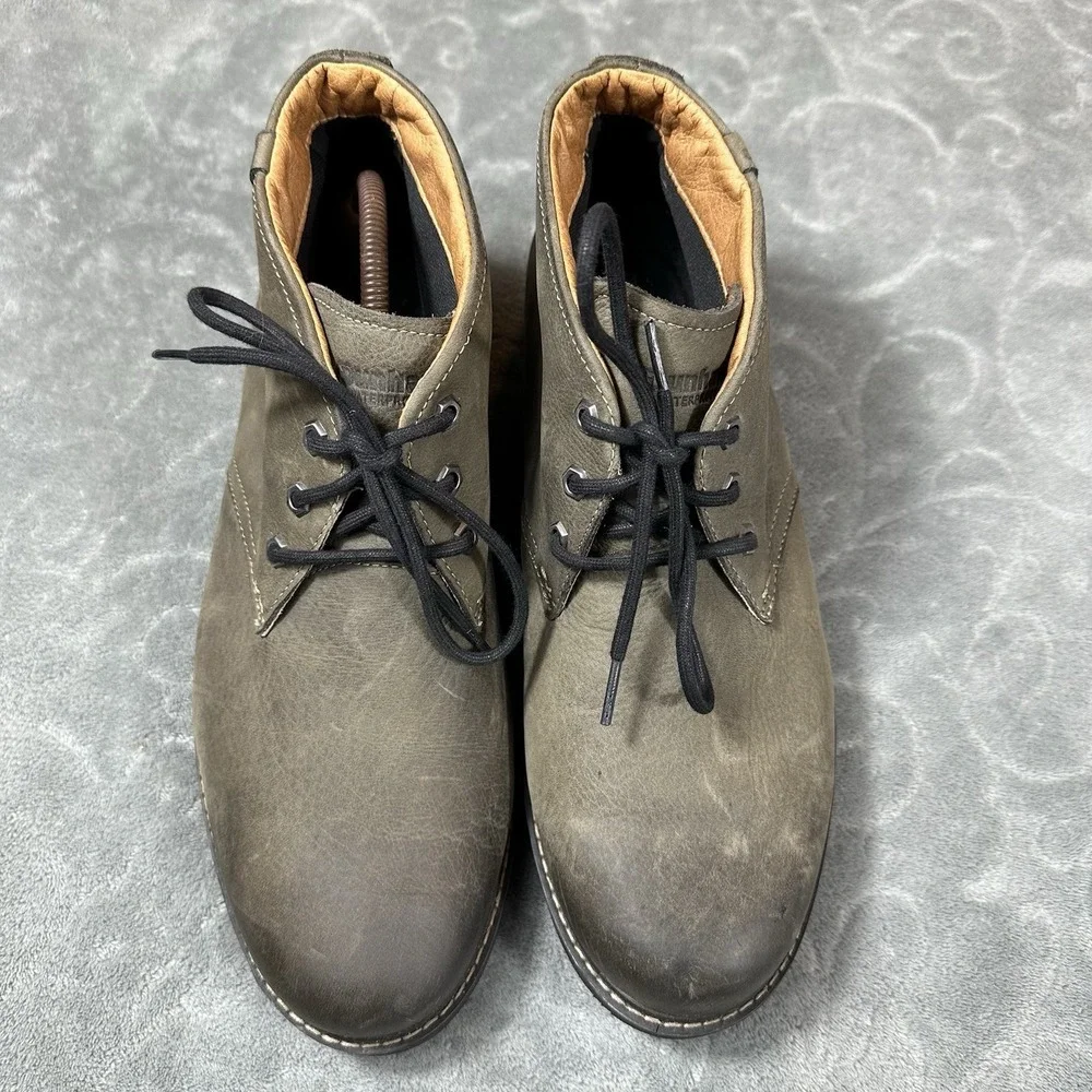 Dunham Mens Royalton Leather Waterproof Chukka Boots 11.5 Lace Ankle Gray Work